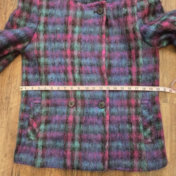 Lombardi Mohair Wool Coat Rainbow Plaid Vintage 80s Size 10 Made In USA - Picture 13 of 14